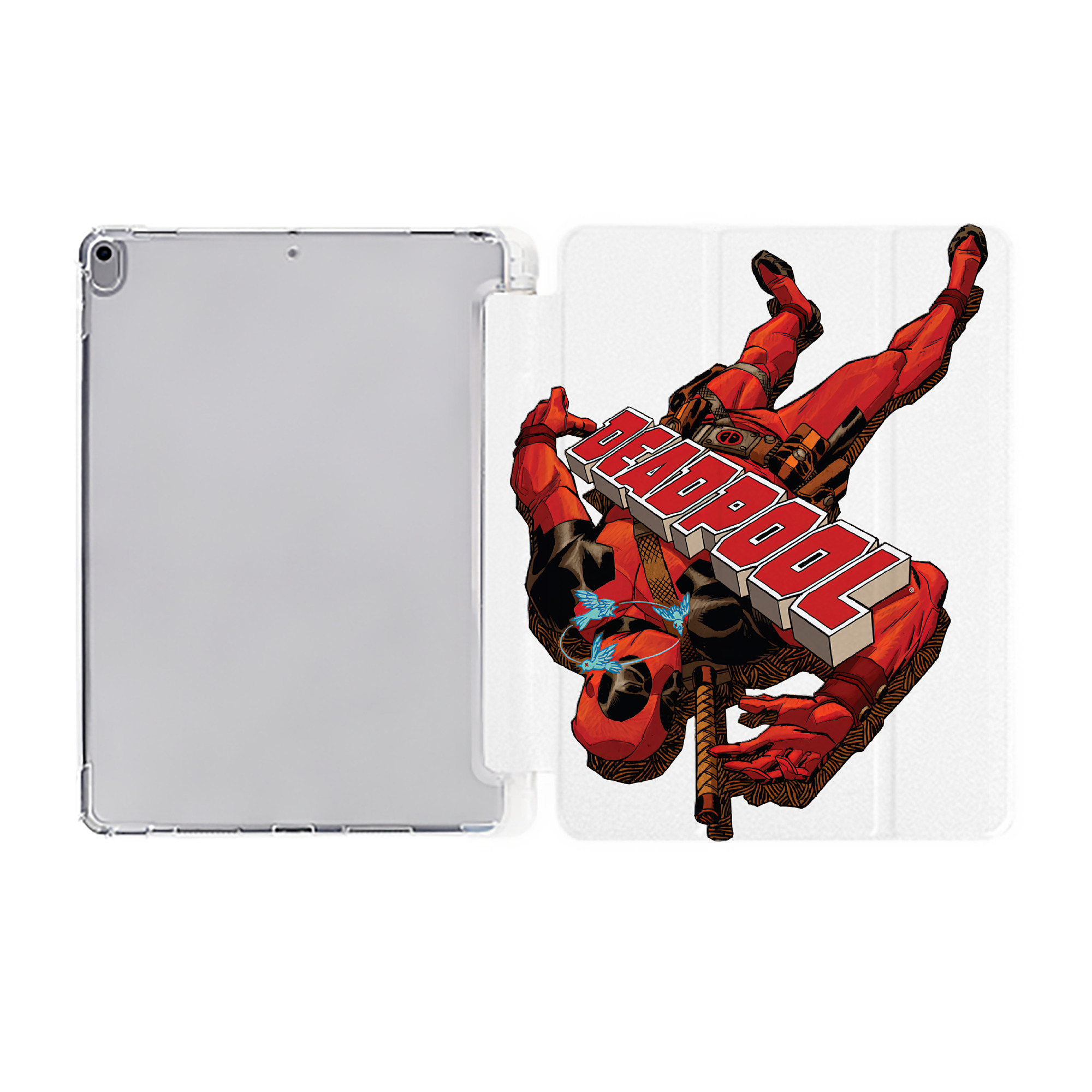 （画像用） Deadpool デッドプール IPad ケース ペン収納付き 三つ折りスタンド PUレザー×シリコン 対応機種9.5/10.5/10.9インチ